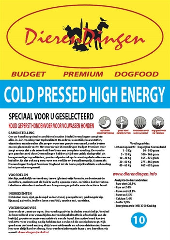 Merkloos Budget Premium Dogfood Cold Pressed High Energy